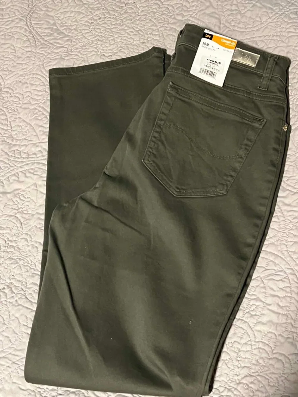 Lee Relaxed Fit Straight Leg Pants Sage Green Size 10